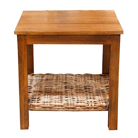 Casual Lamp Table with Woven Shelf